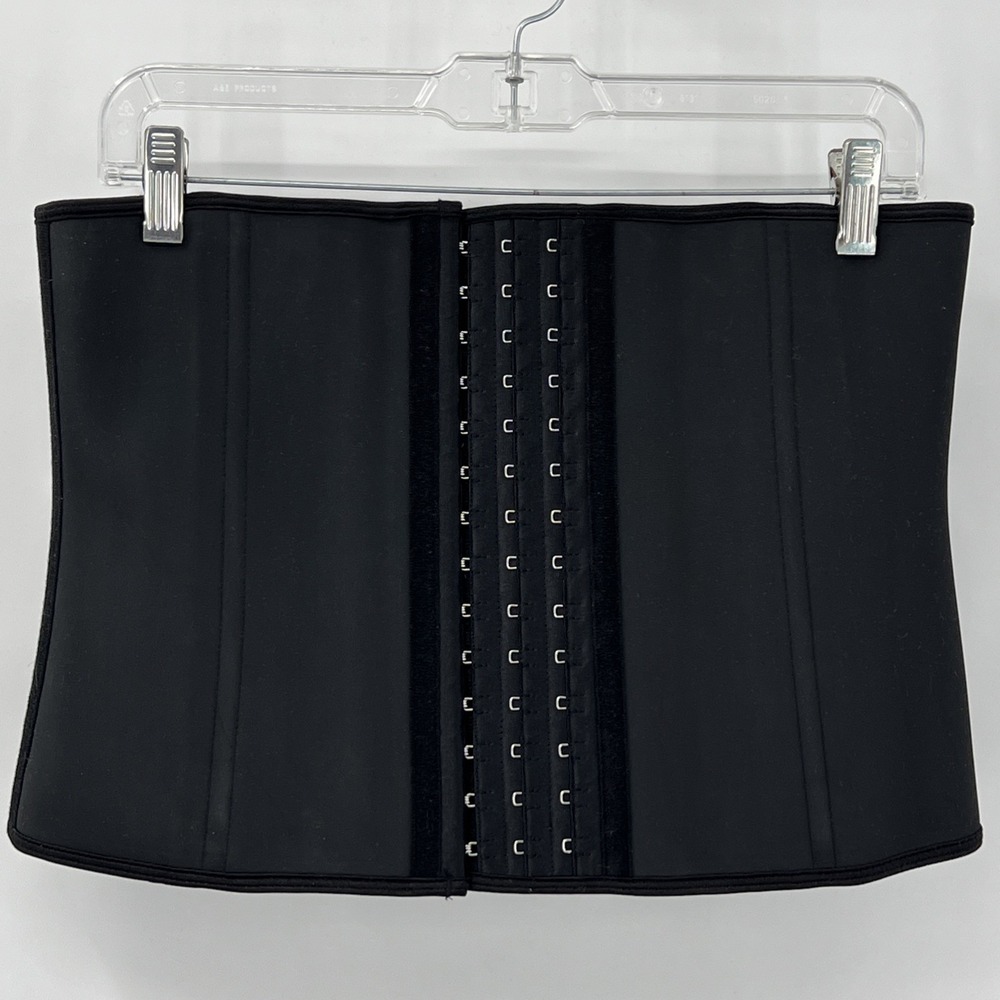 Waist Trainer Womens XL Black‎ Latex Corset Waist Cincher Hourglass Cotton Lined